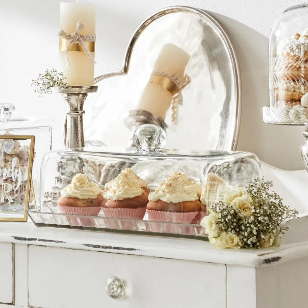 Cloche en verre avec plateau Nelia