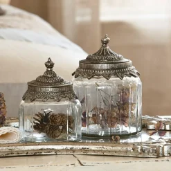 Lot de 2 bonbonnières en verre Laféline