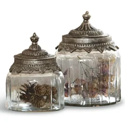 Lot de 2 bonbonnières en verre Laféline