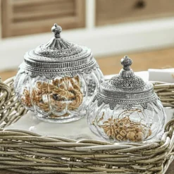 Lot de 2 bonbonnières en verre Madelon