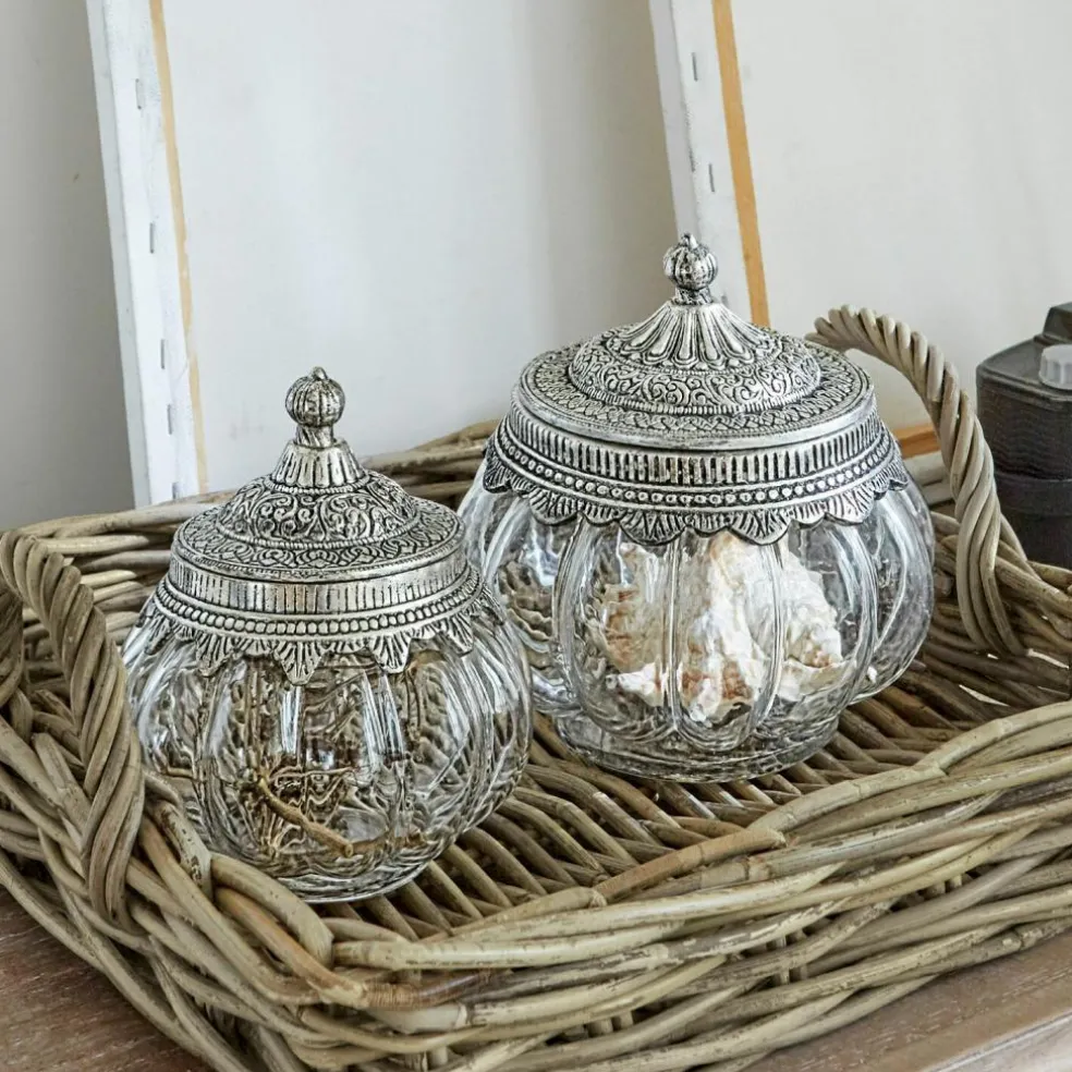 Lot de 2 bonbonnières en verre Madelon