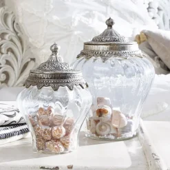 Lot de 2 bonbonnières en verre Isaline