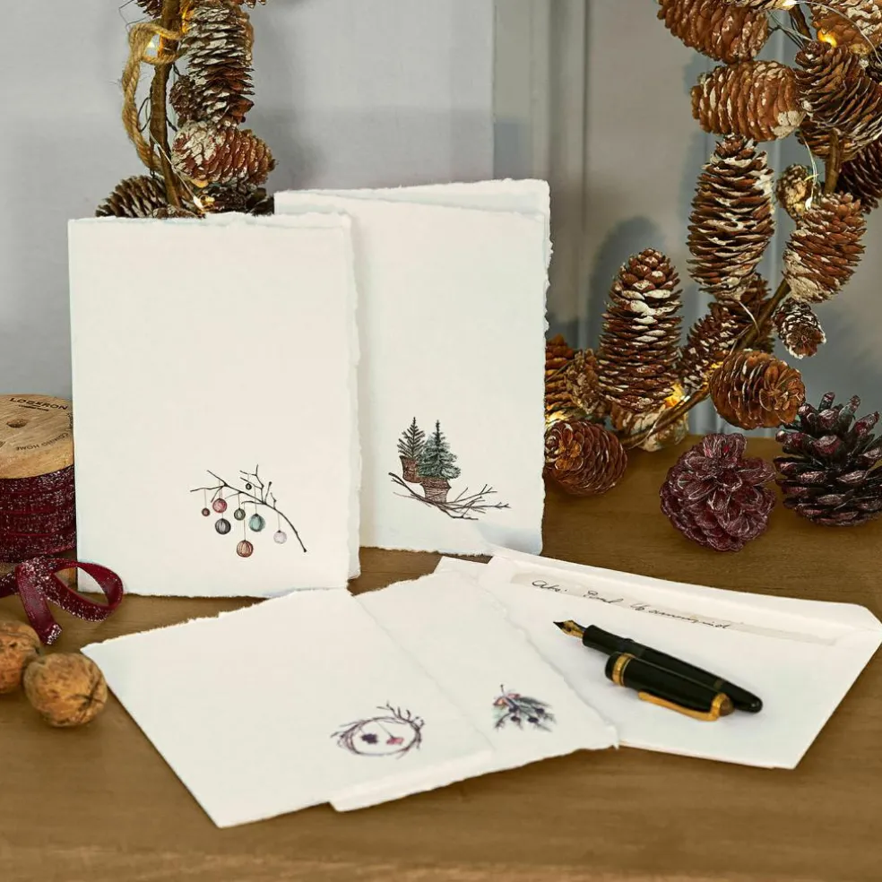 Lot de 4 cartes de vœux Velorine