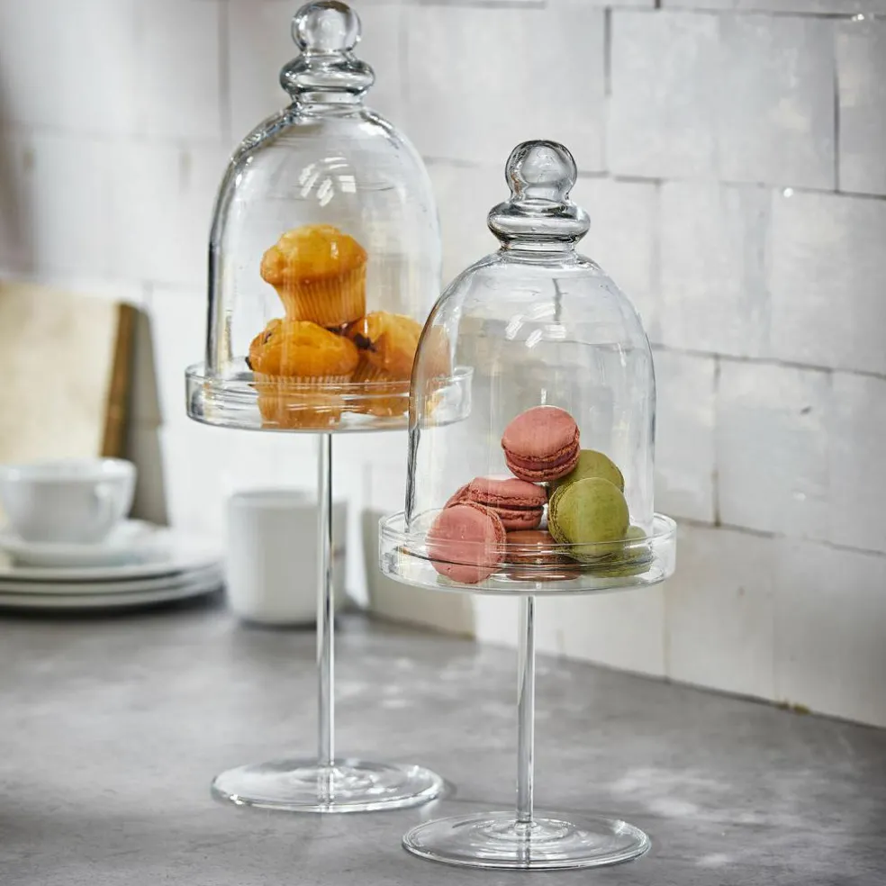 Lot de 2 cloches en verre Hibous