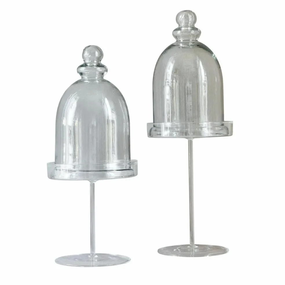 Lot de 2 cloches en verre Hibous