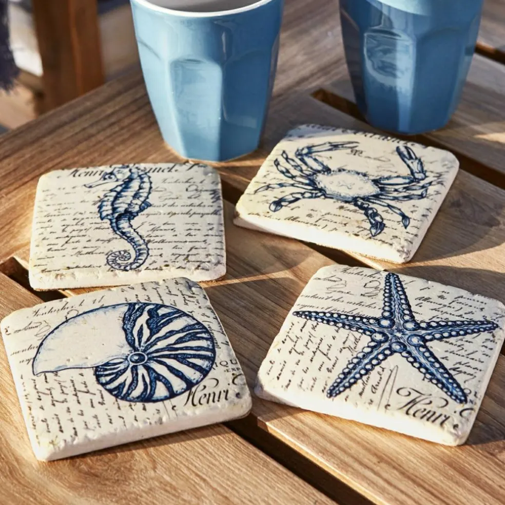 Lot de 4 dessous de verres Faune Marine