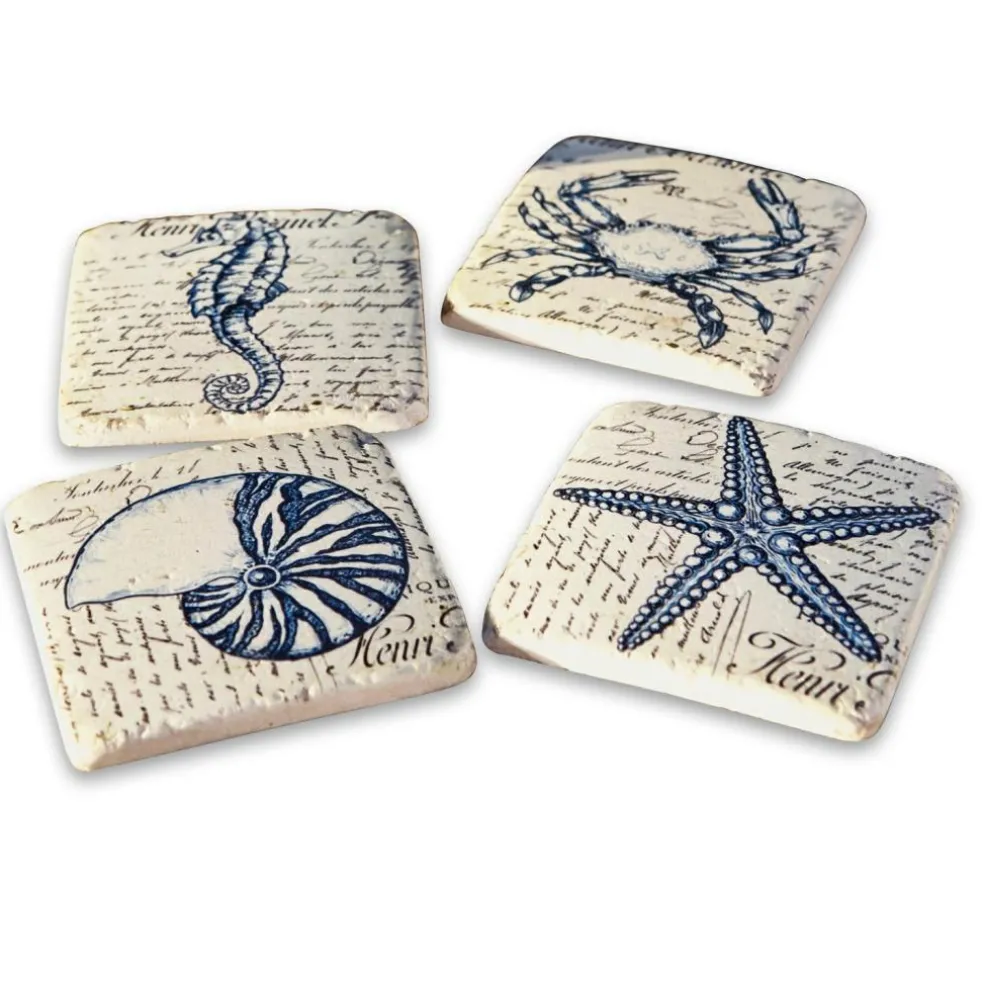 Lot de 4 dessous de verres Faune Marine