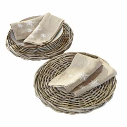 Lot de 2 plateaux de présentation en rotin Bland