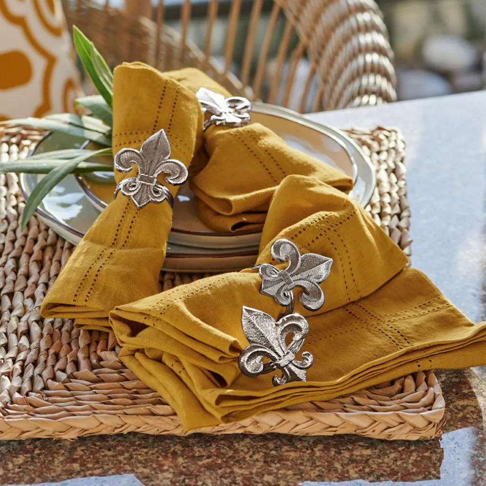 Lot de 4 ronds de serviettes Fleur De Lis