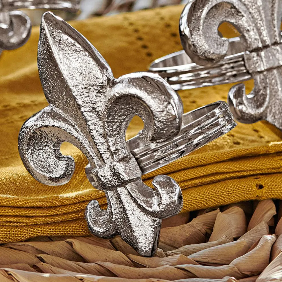 Lot de 4 ronds de serviettes Fleur De Lis