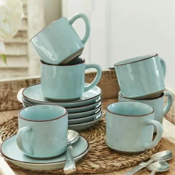 Lot de 6 tasses et soucoupes Biarré