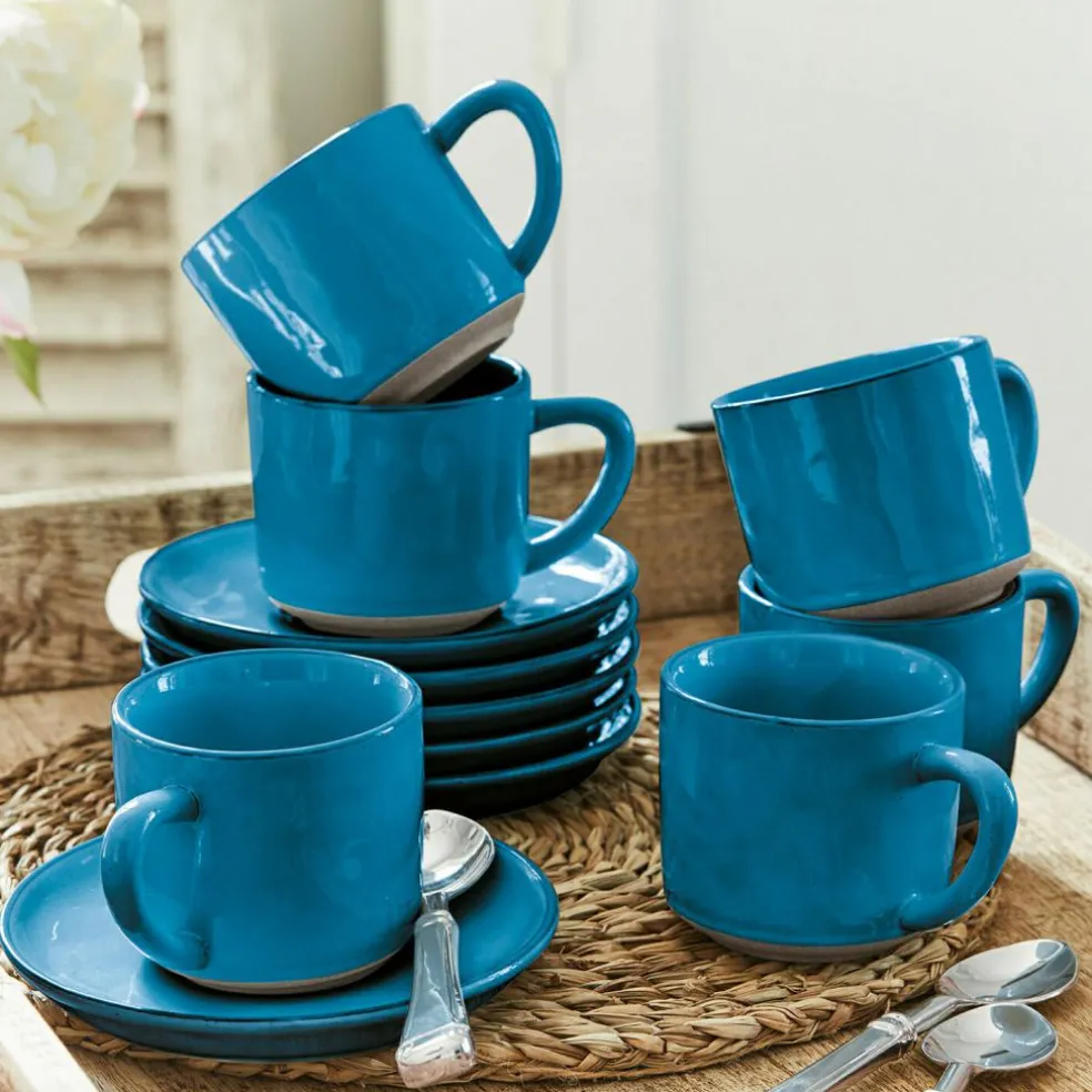 Lot de 6 tasses et soucoupes Biarré